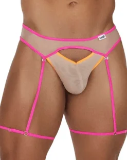 Candyman 99687 Garter Jock Two Piece Set Beige-neon