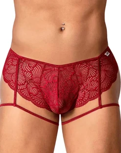 Candyman 99905 Garter Lace Briefs Burgundy