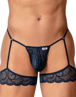 Candyman 99906 Garter Lace Thongs Navy