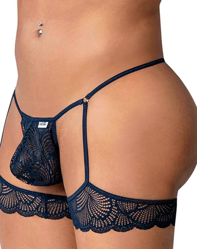 Candyman 99906 Garter Lace Thongs Navy