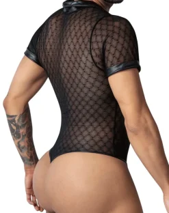 Candyman 99902 Geometric Mesh Bodysuit Black