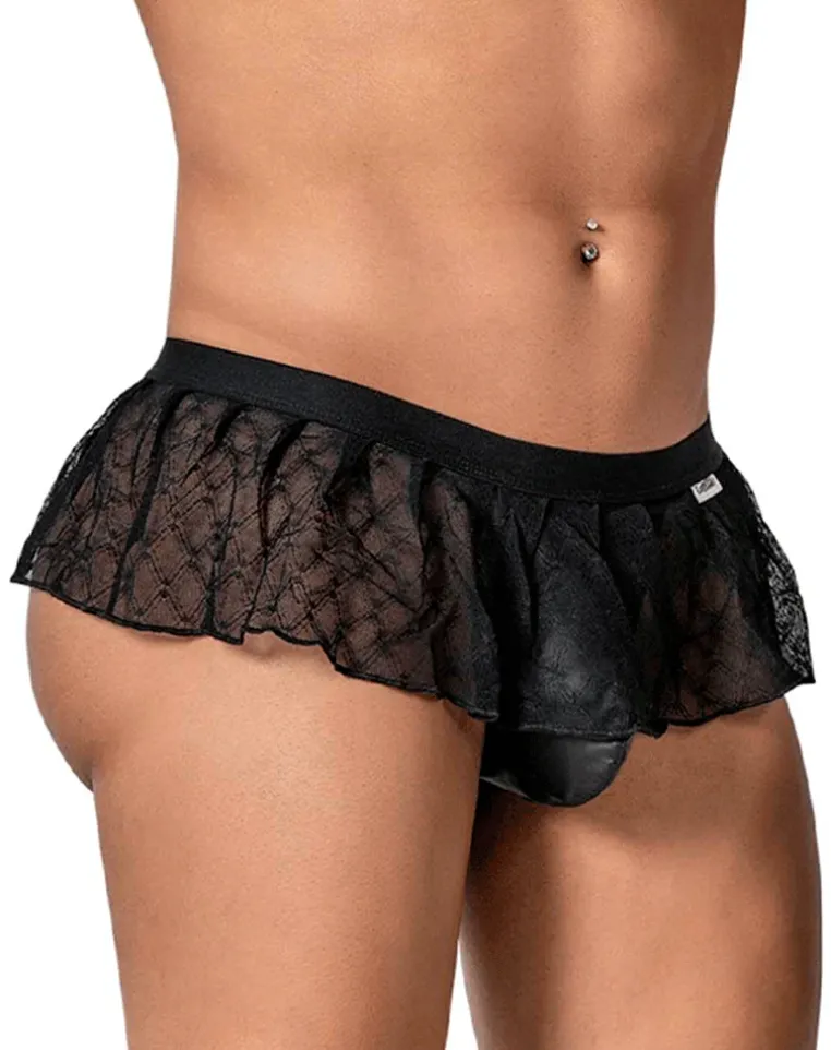 Candyman 99901 Geometric Mesh Thongs Black