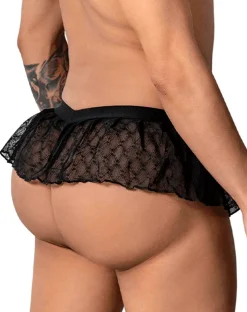 Candyman 99901 Geometric Mesh Thongs Black