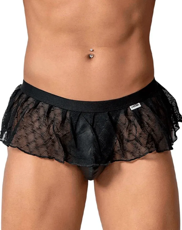 Candyman 99901 Geometric Mesh Thongs Black