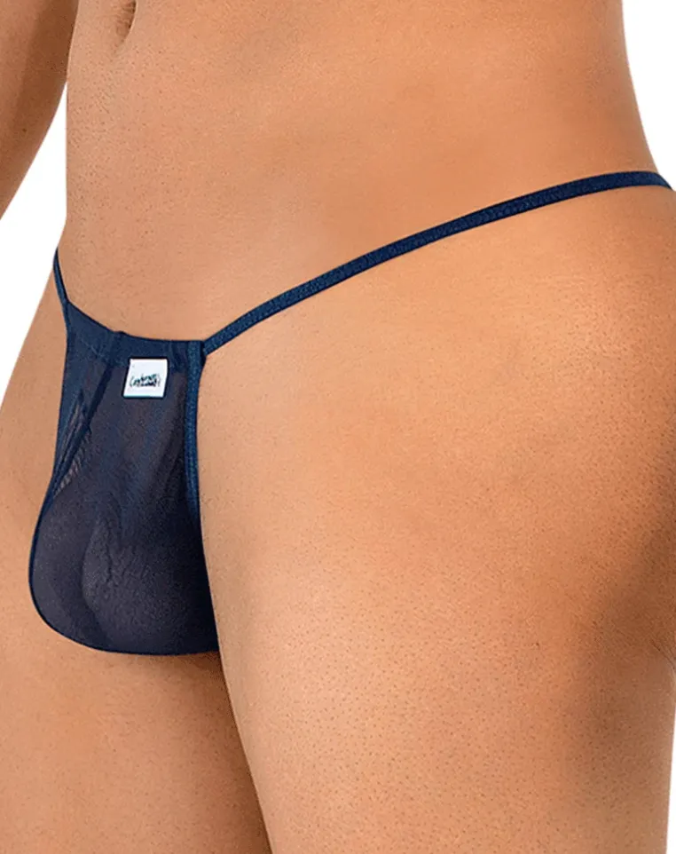 Candyman 9586 G-string Thong. Dark Blue Mesh