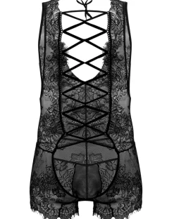 Candyman 99743 Lace Bodysuit Black