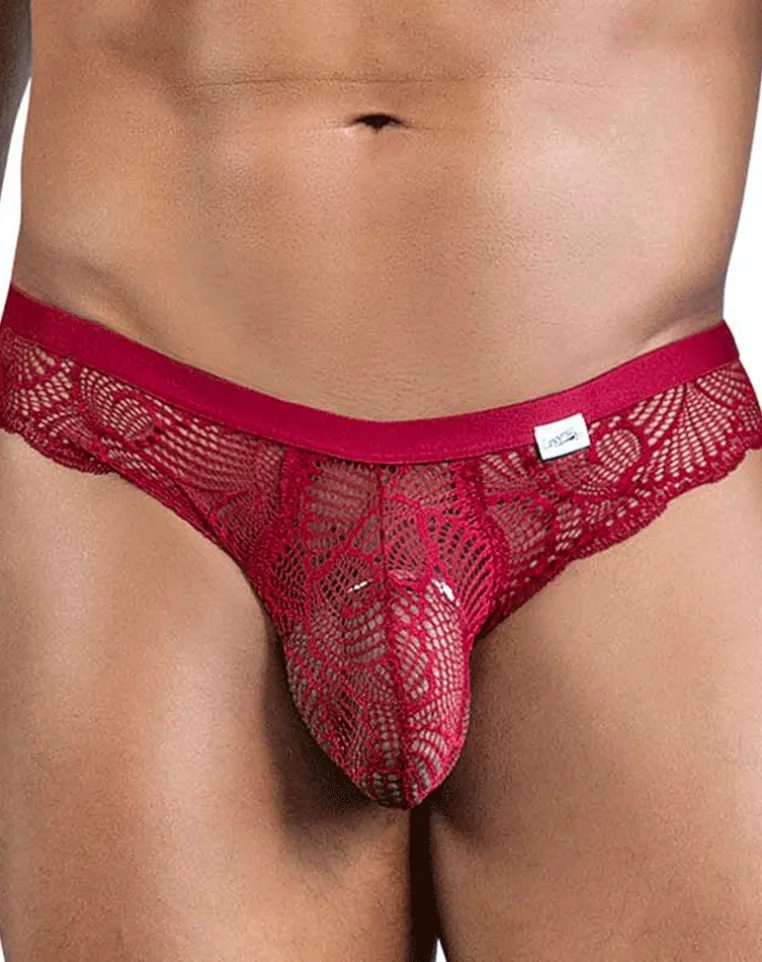 Candyman 99868 Lace Briefs Red - Wine