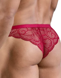 Candyman 99868 Lace Briefs Red - Wine