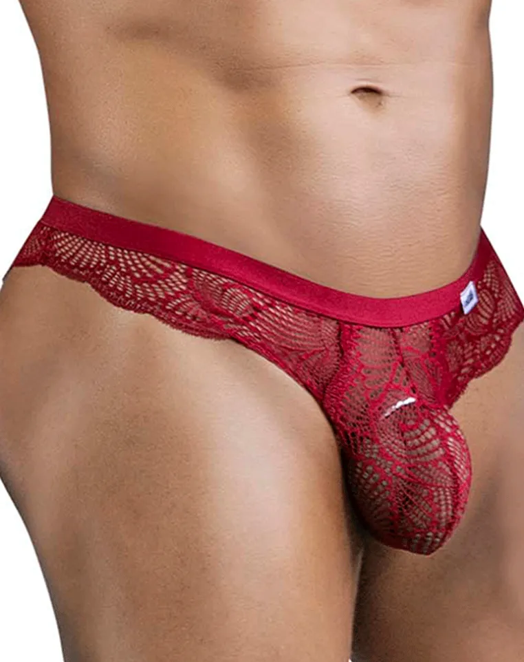 Candyman 99868 Lace Briefs Red - Wine