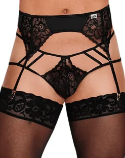 Candyman 99550 Lace Garter-jockstrap Outfit Black