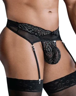 Candyman 99837 Lace-garter Outfit Black