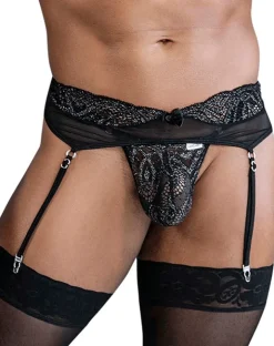 Candyman 99837 Lace-garter Outfit Black