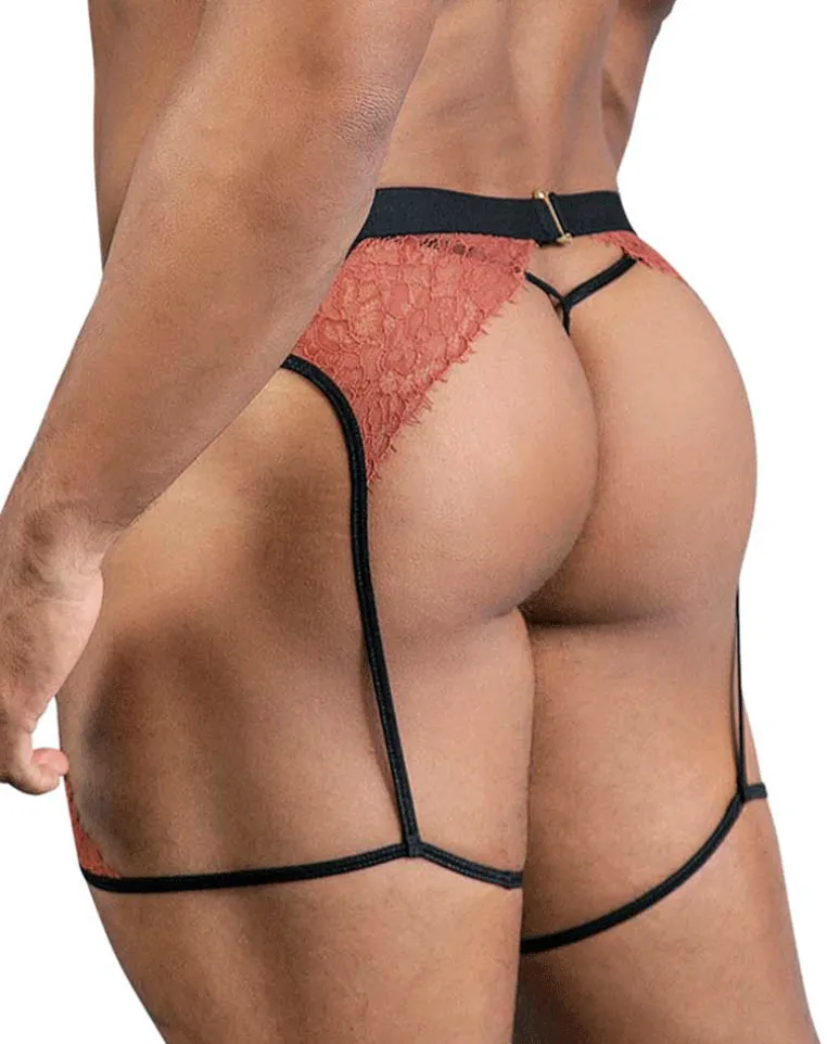 Candyman 99854 Lace-garter Outfit Black-terracotta