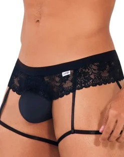 Candyman 99717 Lace Garther Jockstrap Black