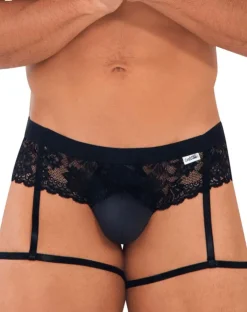Candyman 99717 Lace Garther Jockstrap Black
