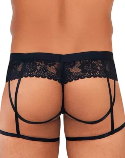 Candyman 99717 Lace Garther Jockstrap Black