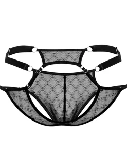 Candyman 99730 Lace Jockstrap Black