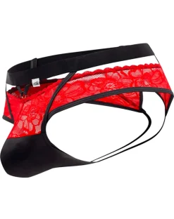 Candyman 99627 Lace Jockstrap Red