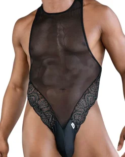 Candyman 99864 Lace-mesh Bodysuit Black