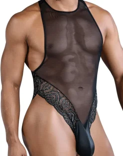 Candyman 99864 Lace-mesh Bodysuit Black
