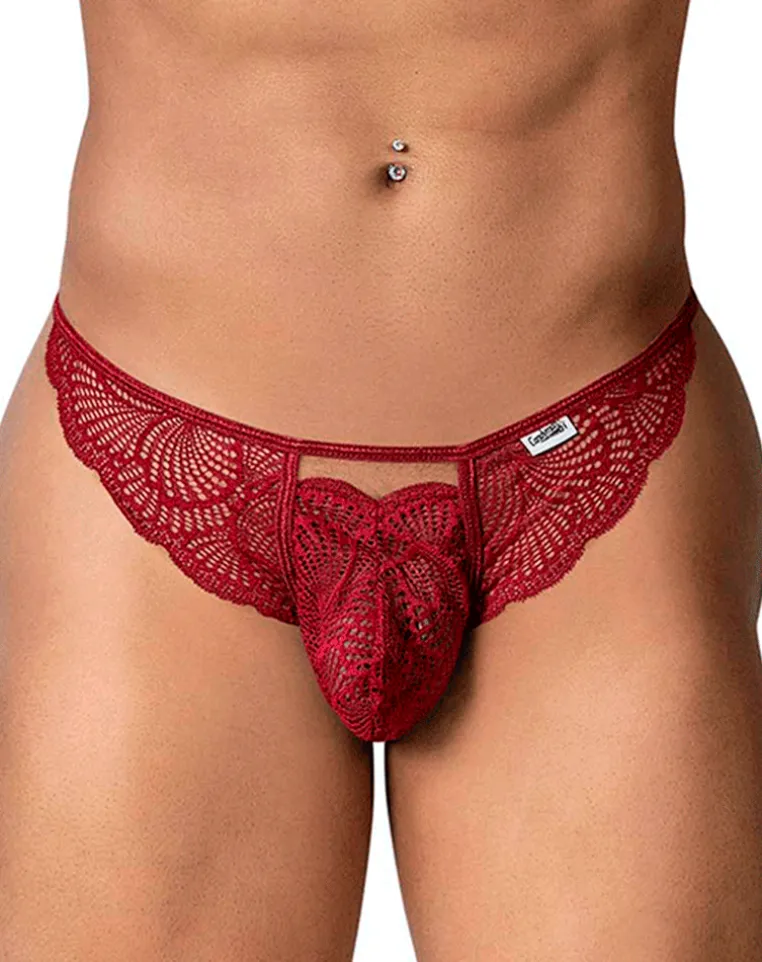 Candyman 99910 Lace Thongs Burgundy