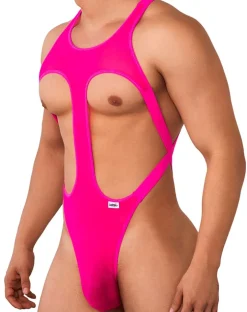 Candyman 99643 Mesh Bodysuit Hot Pink