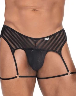 Candyman 99792 Mesh Garter Thongs Black