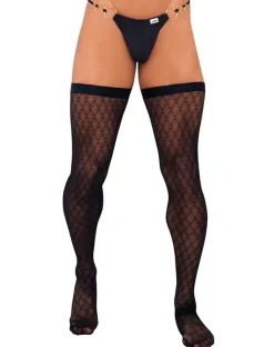 Candyman 99735 Mesh Thigh Highs Black
