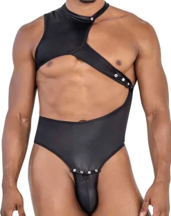 Candyman 99783 One Shoulder Bodysuit Black