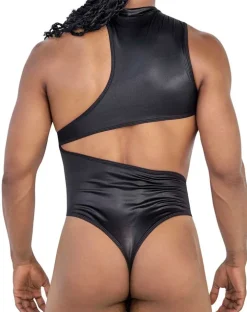 Candyman 99783 One Shoulder Bodysuit Black