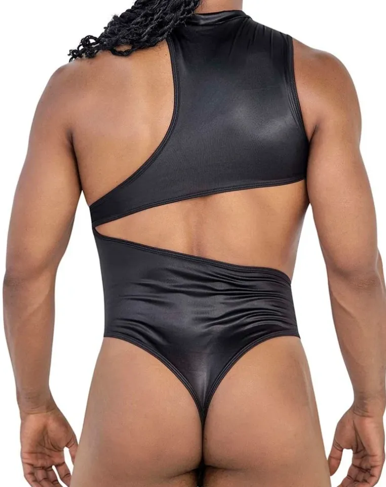 Candyman 99783 One Shoulder Bodysuit Black