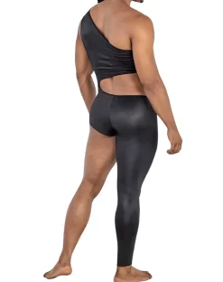 Candyman 99786 One Shoulder One Leg Bodysuit Black