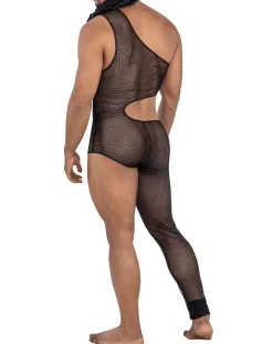 Candyman 99787 One Shoulder One Leg Bodysuit Black