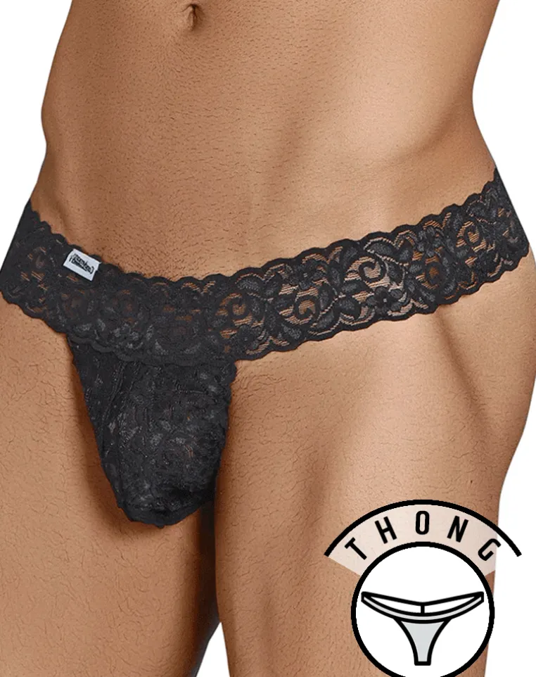 Candyman 99315 Peek A Boo Thongs Black