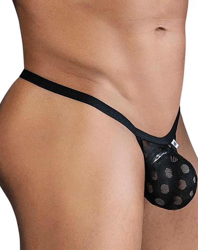Candyman 99856 Polka Mesh Thongs Black