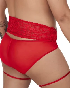 Candyman 99703x Garter Briefs Two Piece Set Red