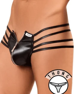 Candyman 99140 Zipped Up Thong Black