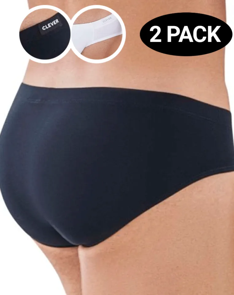 Clever 519940 2pk Australian Briefs Black-white