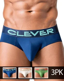 Clever 519968 3pk Australian Latin Briefs Beige-blue-green