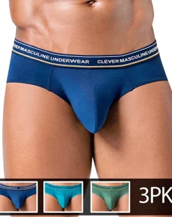 Clever 519969 3pk Australian Latin Briefs Blue-petrol-green