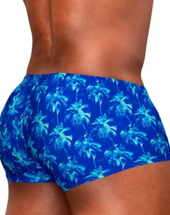 Ergowear Ew1827 Electric Blue Palm 4-way Stretch Swim Trunks Royal Blue-palms