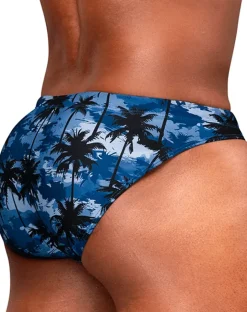 Ergowear Ew1824 Midnight Tropics Men's High-performance Swim Bikini Dark Blue-palms