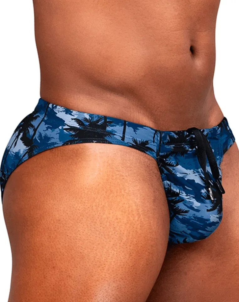 Ergowear Ew1824 Midnight Tropics Men's High-performance Swim Bikini Dark Blue-palms