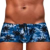 Ergowear Ew1825 Tropical Camo Palm Print Swim Trunks Dark Blue-palms