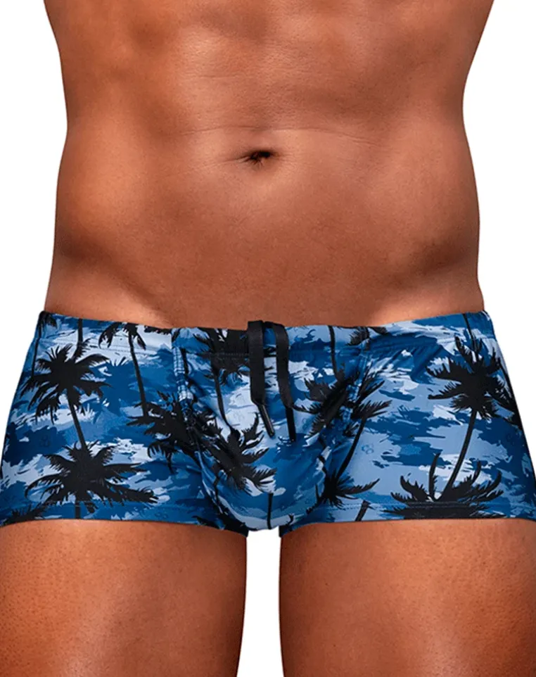 Ergowear Ew1825 Tropical Camo Palm Print Swim Trunks Dark Blue-palms