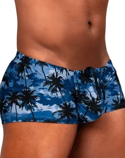 Ergowear Ew1825 Tropical Camo Palm Print Swim Trunks Dark Blue-palms