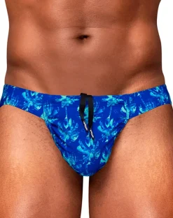 Ergowear Ew1826 Vibrant Blue Abstract Floral Men's Swim Bikini Royal Blue-palms