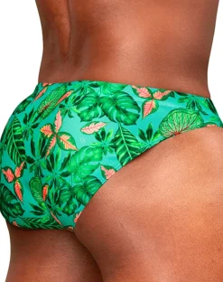 Ergowear Ew1828 Vibrant Tropical Leaf Print Swim Bikini Aqua-leaves