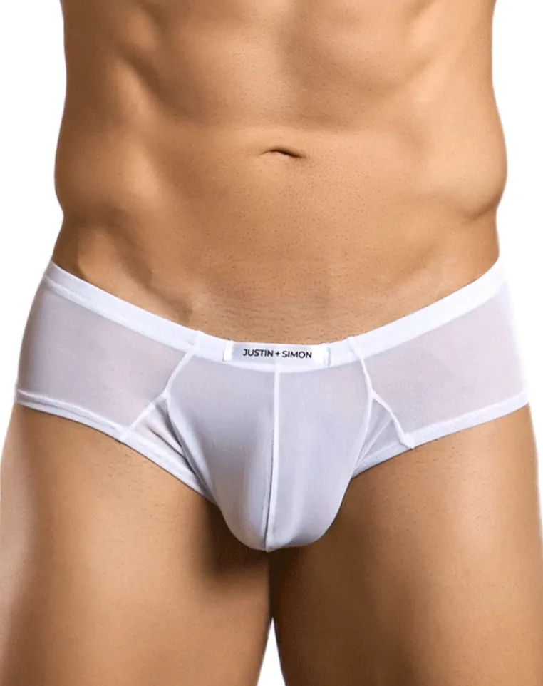 Justin+simon Xsj22 Cheek Briefs White Mesh