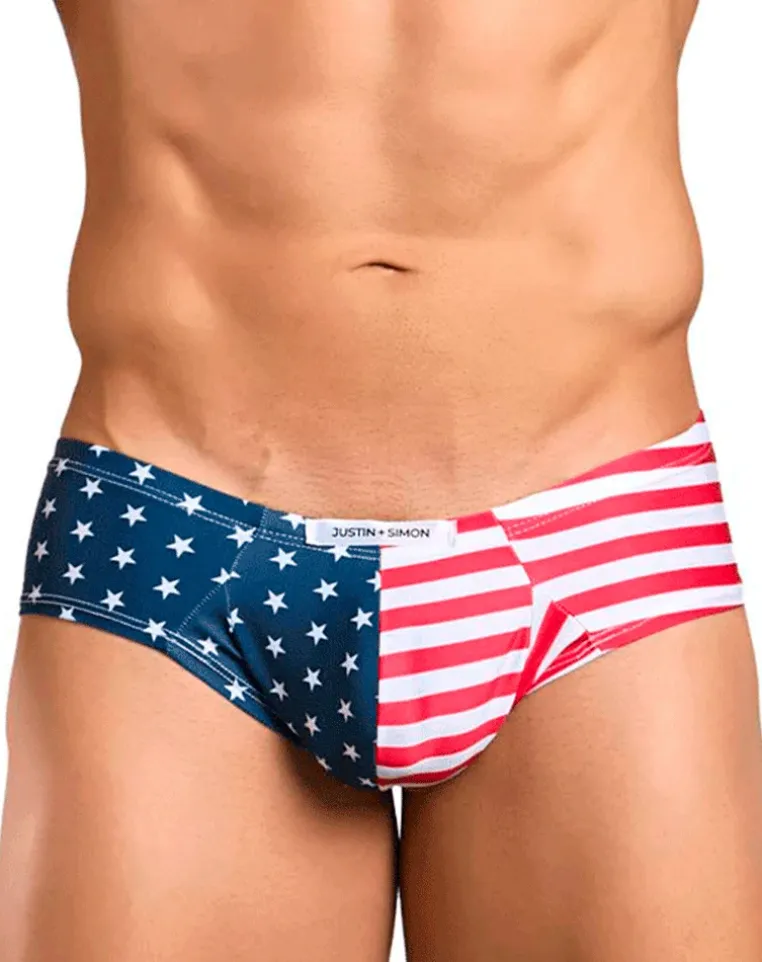 Justin+simon Xsj22 Cheek Briefs Usa Flag